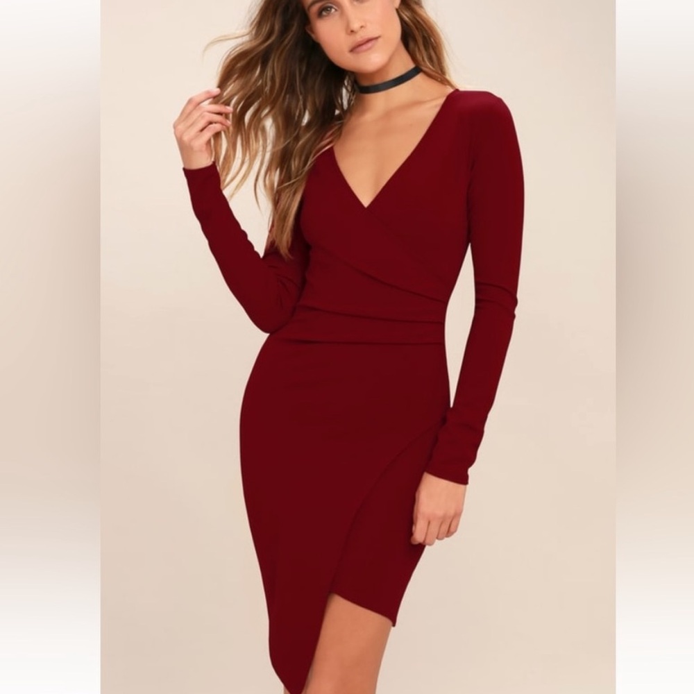 Lulu’s Dress Love Me Long Sleeve Bodycon Christmas Holiday Red Small